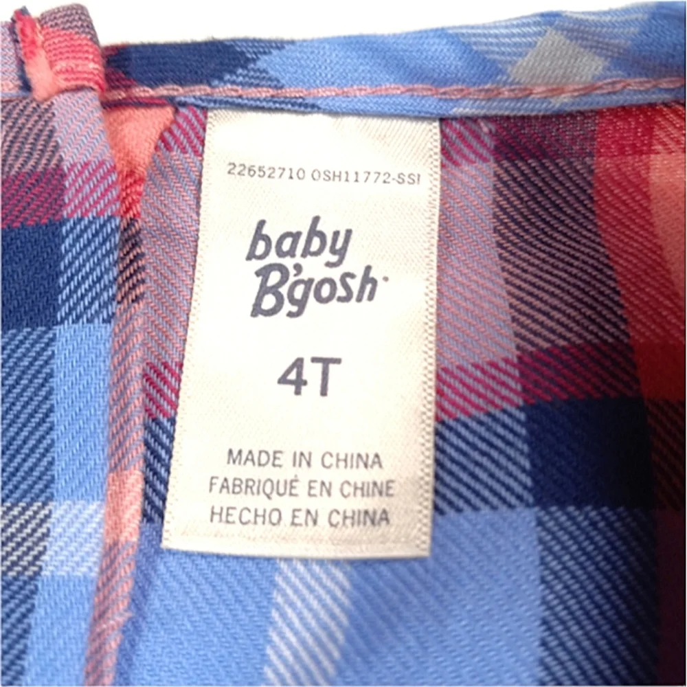 OshKosh B'gosh Shirt Long Sleeve Plaid Kids Size 4T